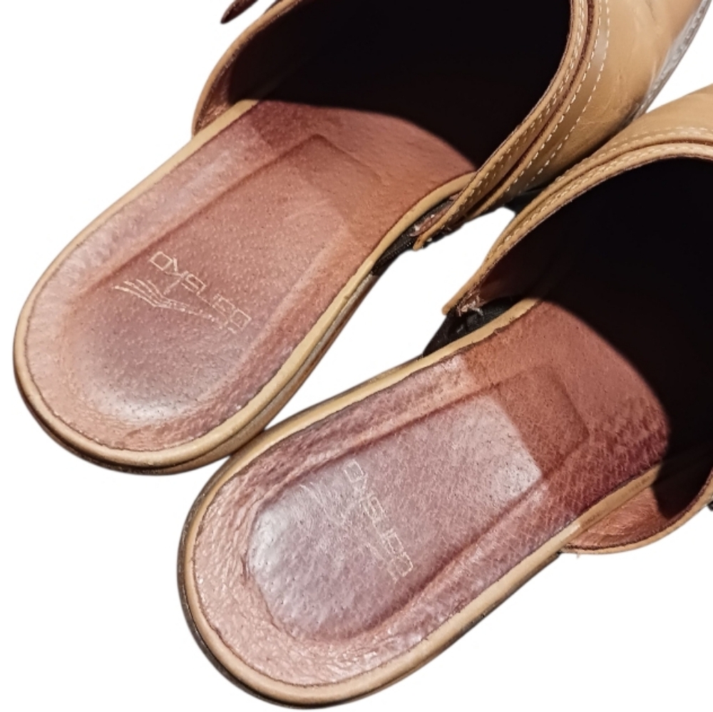 Dansko Leather Mule Clog Block Heel Slip-On Camel - Picture 12 of 13